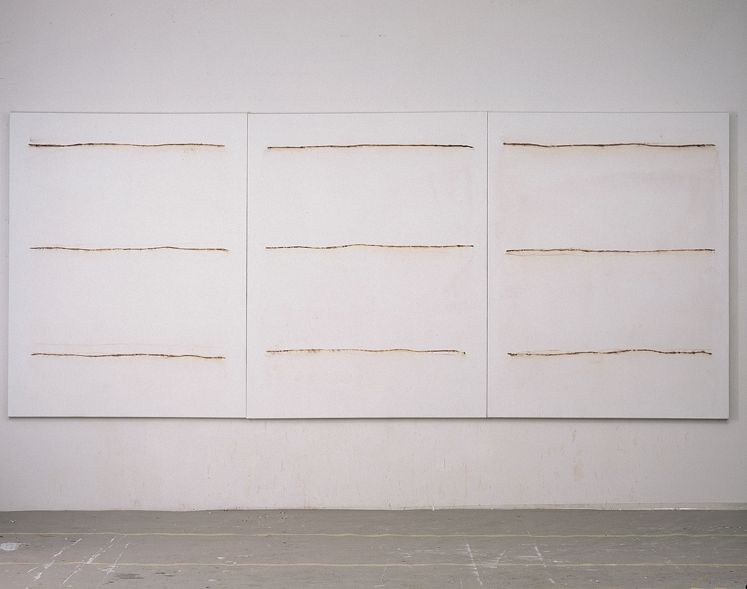Lilo Rinkens, Drei mal drei Linien, 1999, Acryl und Tusche auf Leinwand, 180 x 420 cm