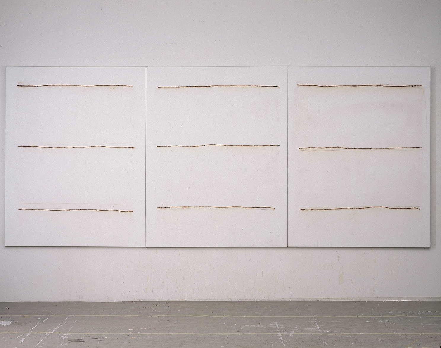 Lilo Rinkens, Drei mal drei Linien, 1999, Acryl und Tusche auf Leinwand, 180 x 420 cm